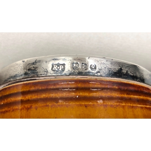 6022 - A Doulton Lambeth jug with silver rim, No. 8317, 17cm high, a small Mason's jug, 9.5cm high and 2 ot... 