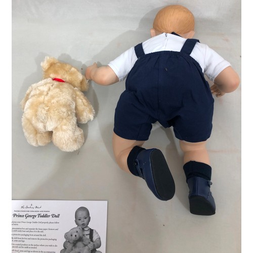 6036 - 3 Danbury Mint Collector's dolls, The Prince George Toddler Doll with Teddy bear, The Royal Baby Chr... 