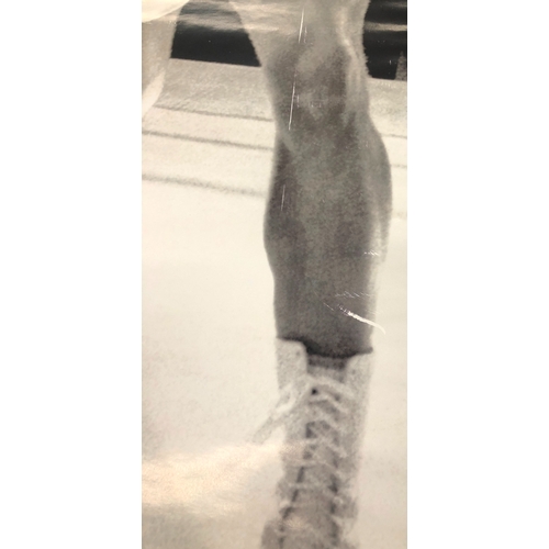 6012 - A black and white Muhamad Ali Pyramid Posters print in black frame, 98.5 x 38cm (Poster creased with... 