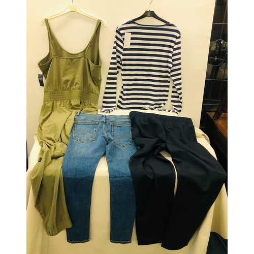 6020 - An Abercrombie & Fitch khaki ladies jumpsuit, size L, a pair of ladies Arne pleated drawstring navy ... 