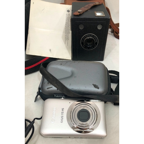 6029 - A Koroll II camera with Bencini 1:8 lens and case, a Kodak Instamatic 233 camera, cased, a Kodak Bro... 