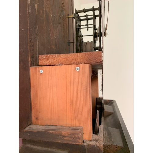 6037 - NOT HELD BY PFW. An 8-day striking long case clock, 56cm wide, 29cm deep, 194cm wide. (Split to wood... 