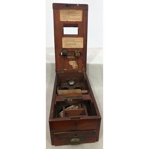 6038 - A Gledhill & Sons Ltd Patent Automatic Cash Till, 49cm long, 24.5cm wide, 18.5cm high (some brass fi... 