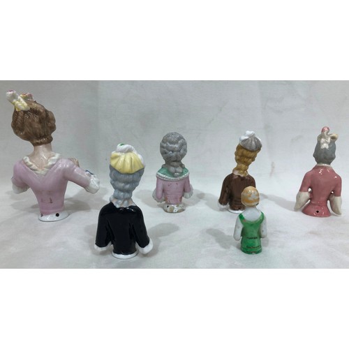 6040 - 6 various porcelain busts, largest 13cm high, smallest 5.8cm high