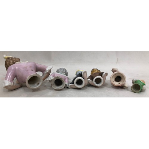 6040 - 6 various porcelain busts, largest 13cm high, smallest 5.8cm high