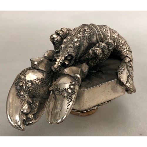 6057 - Emyl Seré 20th Century Italian glass decanter with 800 silver label and 800 Sterling Lobster decante... 