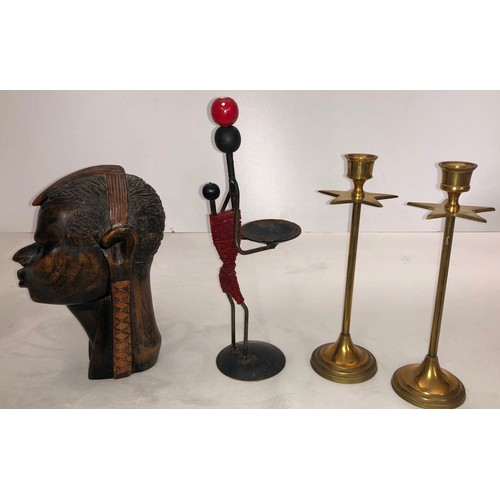 6058 - A collection of 8 Israeli miniature patinated brass biblical figurines each marked with label to bas... 