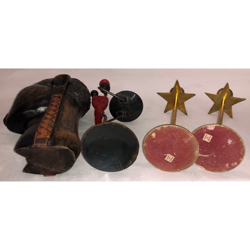 6058 - A collection of 8 Israeli miniature patinated brass biblical figurines each marked with label to bas... 
