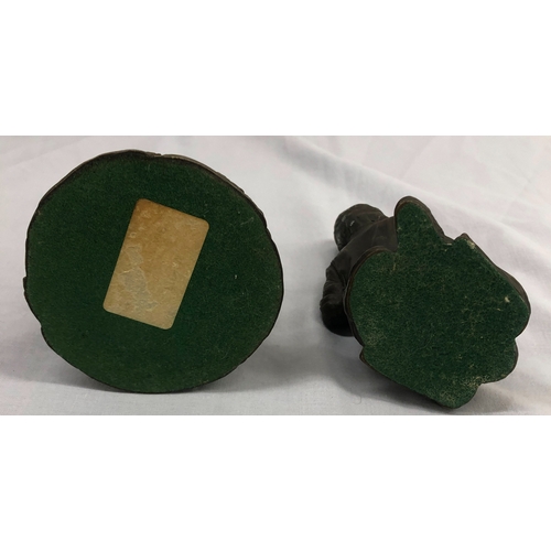 6102 - A resin composition figure of a boy and dog, 16.5cm high and a similar figure of a kneeling boy and ... 