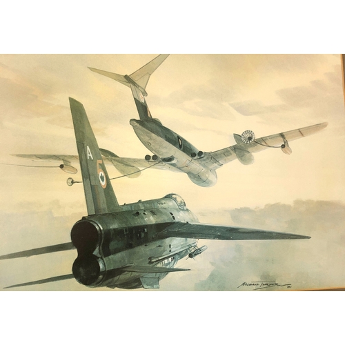 6112 - 4 various aviation prints, largest, 32.5 x 45.5cm, all framed.