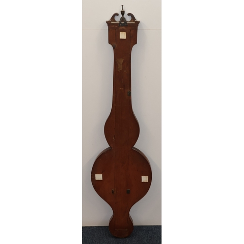 684 - Breese, Wisbeach 19th Century mahogany banjo barometer and thermometer with silvered dials and inlai... 