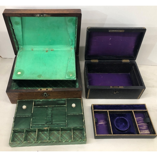 7014 - A wooden jewellery box with Mother-of-Pearl inlay, 25cm wide, 17.5cm deep, 10.5cm high (wood split t... 