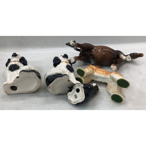 7029 - A set of 6 Babycham glasses, a cut glass decanter, 23 cm high, a pair of Beswick dogs, 14cm high, a ... 