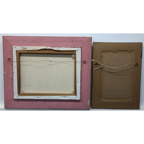 7033 - Silvia Wolstenhol oil on canvas of a dog, 34 x 44cm, in gilt frame and a Van Musschenbrock oil on bo... 