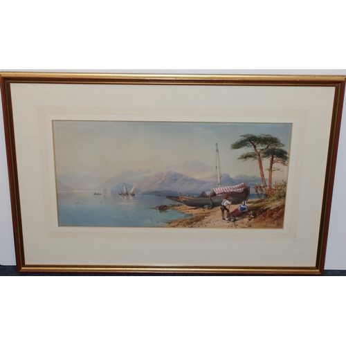 122 - Thomas Charles Leeson Rowbotham (British 1823-1875), watercolour, 26cm x 52cm, depicting Continental... 
