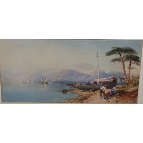122 - Thomas Charles Leeson Rowbotham (British 1823-1875), watercolour, 26cm x 52cm, depicting Continental... 