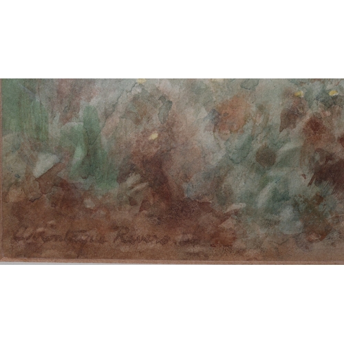 125 - Alfred Montague Rivers, watercolour, 22.5cm x 15cm, depicting young child walking through door of th... 