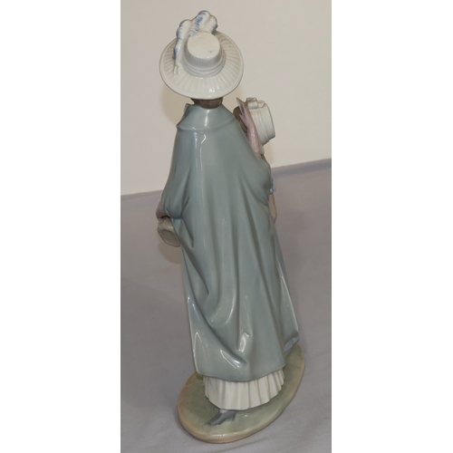 61 - A Nao group of standing lady and daughter on oval base, 38cm high