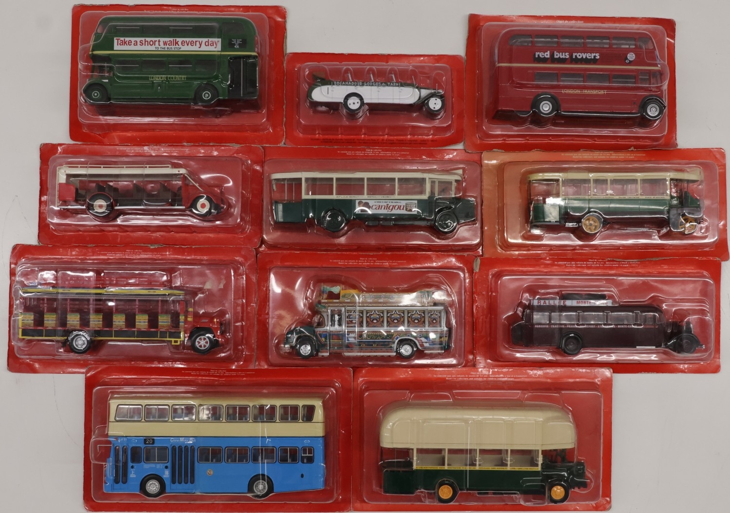 11 Hachette die-cast models of double-decker buses, coaches etc. (all ...