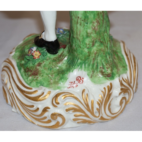 73 - A pair of large Derby style 19th Century porcelain figure of standing gentleman and lady with allove... 