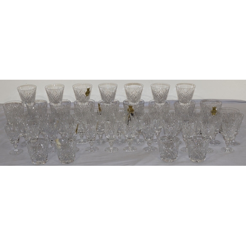 76 - Webb Corbett suite of drinking glasses comprising of 18 tumblers, 9.3cm high, 7 wine glasses, 12.5cm... 