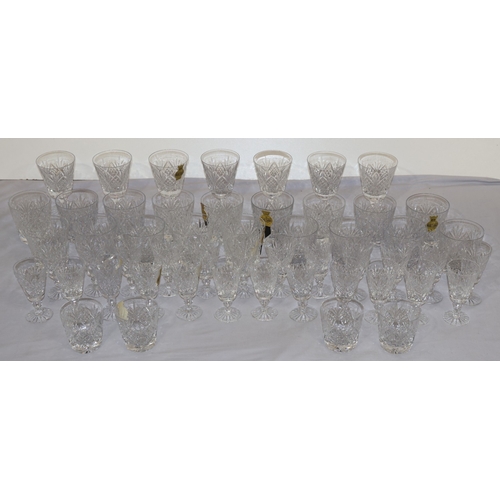 76 - Webb Corbett suite of drinking glasses comprising of 18 tumblers, 9.3cm high, 7 wine glasses, 12.5cm... 