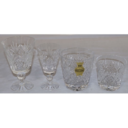 76 - Webb Corbett suite of drinking glasses comprising of 18 tumblers, 9.3cm high, 7 wine glasses, 12.5cm... 