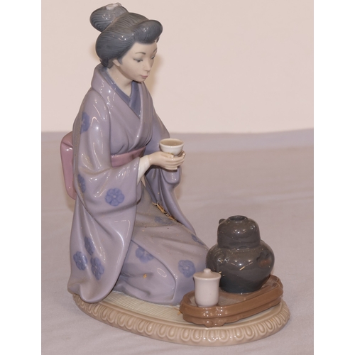 80 - A Lladro figure of a kneeling lady holding a cup, 22cm high