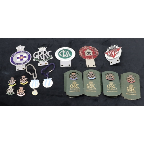 Various GRRC Members badges, Goodwood Members badges, Alvis Car Club ...