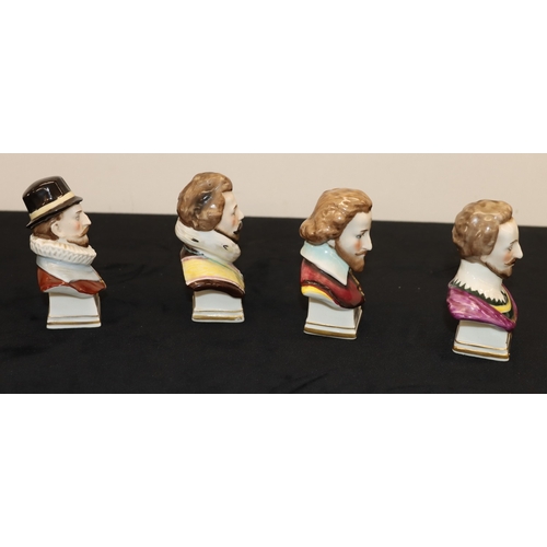 9154 - 4 miniature busts of Sir Francis Drake, Sir John Hawkins, Sir Richard Grenville and Sir Humphrey Gil... 