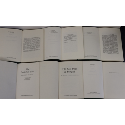 9010 - A set of 24 Guild Publishing books with green faux leather covers and ornate decoration, authors inc... 