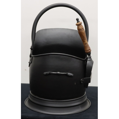 9058 - A good quality handmade modern coal bucket and shovel, 49cm high including handle. As new.