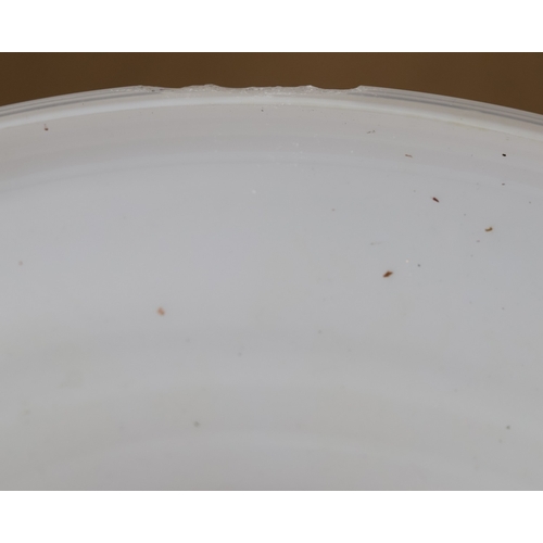 2 - A pair of tall Opaline glass round trumpet shaped vases, on round sweeping bases (minute chip to rim... 