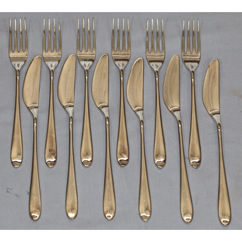 332 - A set of 6 Walker & Hall silver-plated fish knives and forks