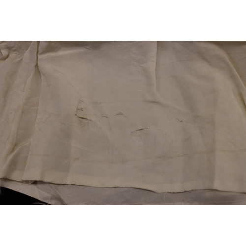 9135 - A vintage young girl's lace long sleeve dress 62cm long, a silk young girls short sleeve dress/under... 