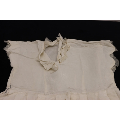 9135 - A vintage young girl's lace long sleeve dress 62cm long, a silk young girls short sleeve dress/under... 