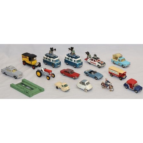 952 - 7 Corgi die-cast play worn cars etc. including Commer Bus with camera, Renault 16 with camera etc. a... 