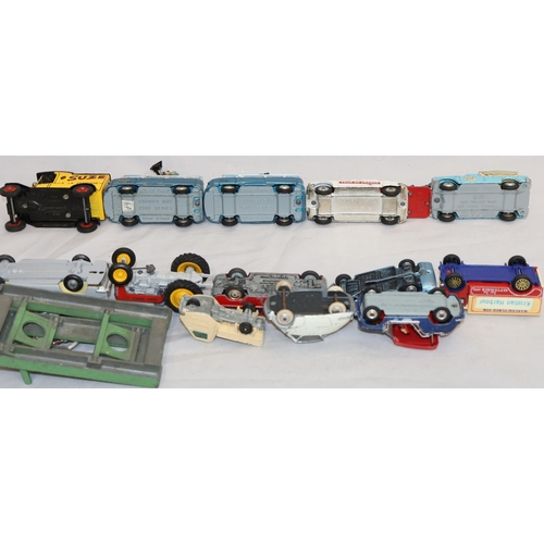 952 - 7 Corgi die-cast play worn cars etc. including Commer Bus with camera, Renault 16 with camera etc. a... 