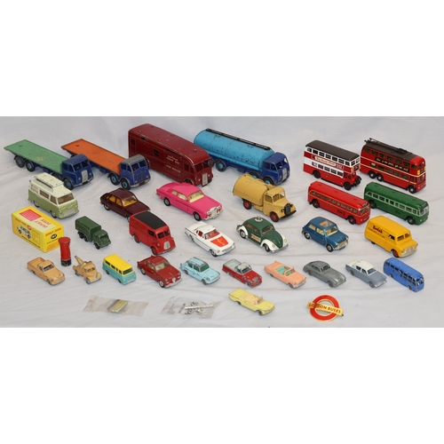 962 - A Dinky Morris Mini Traveller (boxed), 7 Dinky die-cast play worn models of lorries and trucks and 2... 