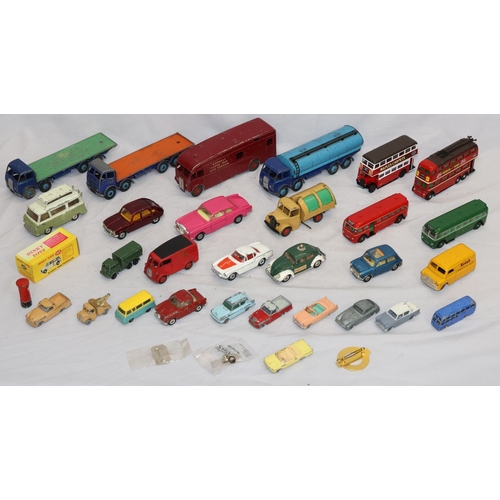 962 - A Dinky Morris Mini Traveller (boxed), 7 Dinky die-cast play worn models of lorries and trucks and 2... 