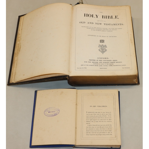 3014 - A leather bound Holy Bible, Oxford University Press, inscribed Hannah Redford May 24th, 1875 (wear t... 