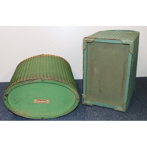 3019 - A green Lloyd Loom by W. Lusty & Sons Ltd small laundry basket 46cm wide, 29cm deep, 55.5cm high (so... 