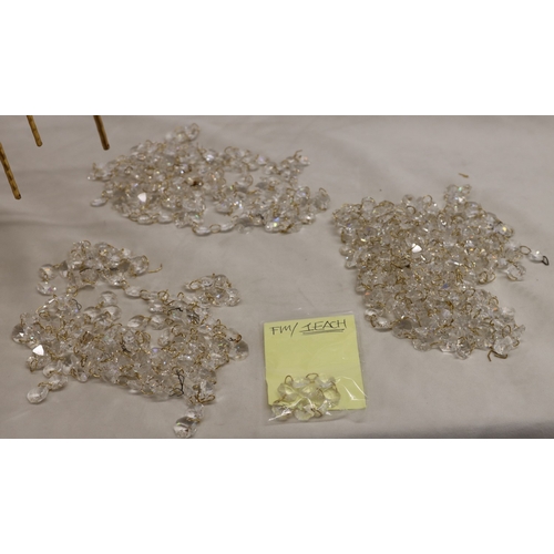 3031 - A modern gold-coloured 4-light pendant light with a quantity of crystal droplets, 48cm long excludin... 