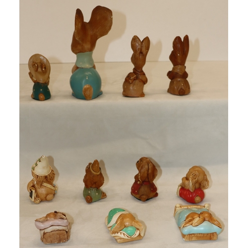 3034 - 11 Pendelfin rabbits, Father Rabbit, 20cm high, Squeezy, Peeps, Lucy Pocket, Duffy, Rocky, Wakey, Tw... 