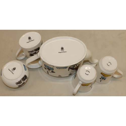 3035 - A pair of Villeroy  & Boch mouse figure salt and pepper shakers and a Hogarth Pottery tea set, 1 tea... 