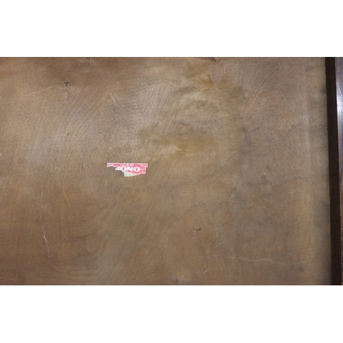 3039 - A folding Bridge table, 76cm x 76cm, 67.5cm high. (Marks and wear to felt top).