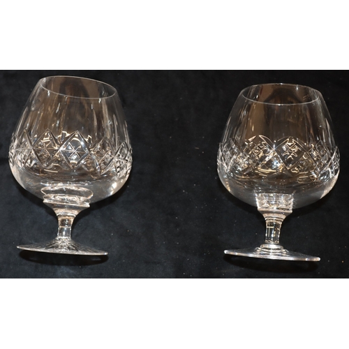 3044 - 2 sets of 6 large cut glass brandy glasses, 6 smaller brandy glasses, 6 champagne flutes and 4 mediu... 