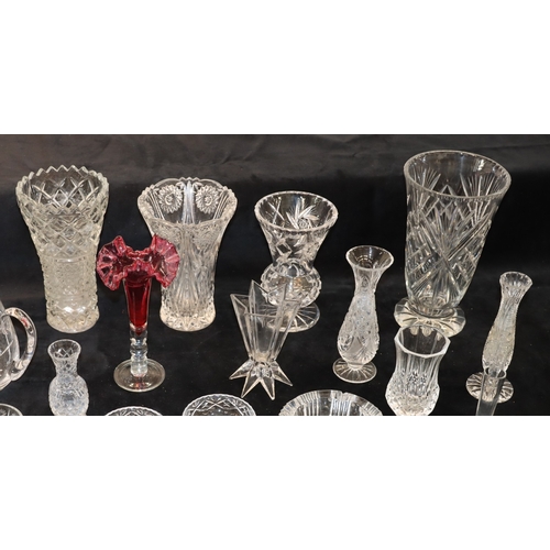 3046 - A quantity of various vases, jugs, tallest, 27.5cm high, dishes etc. (1 small vase chipped).
