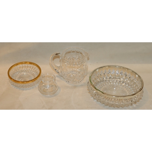 3052 - A Waterford crystal small timepiece, 7cm diameter, a Wedgwood Butterfly Bloom teapot, a Coalport orn... 