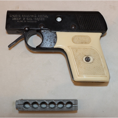3055 - A Webley sports starting pistol Mark II,  .32/.22 Calibre, with original cardboard box.